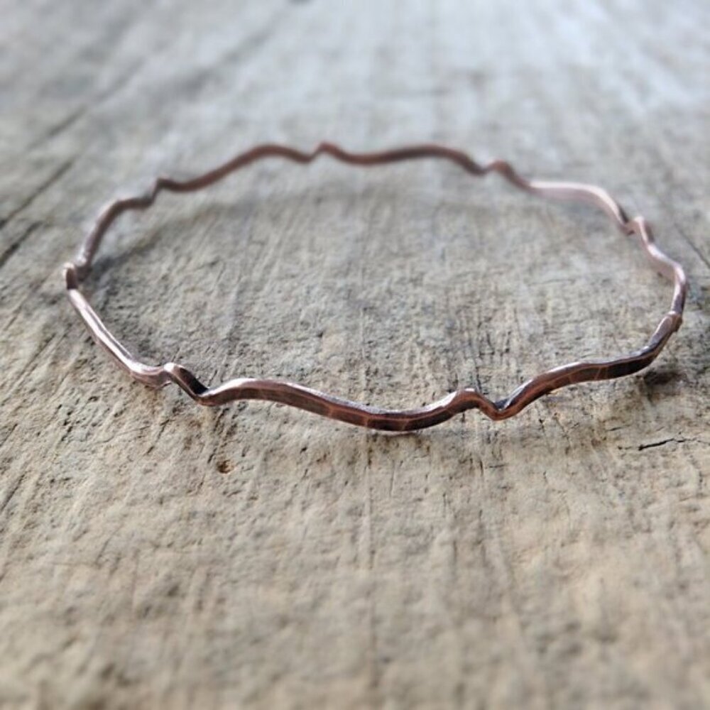 Antique Copper Bangle Ethnic Exotic Bohemian - Size 8
